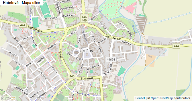 Hotelová - mapa ulice