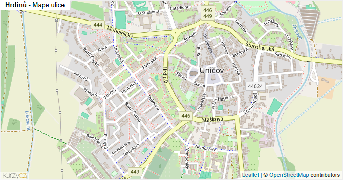 Hrdinů - mapa ulice