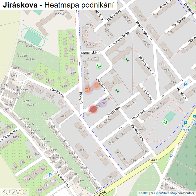 Mapa Jiráskova - Firmy v ulici.