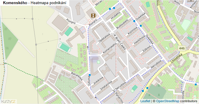 Komenského - mapa podnikání