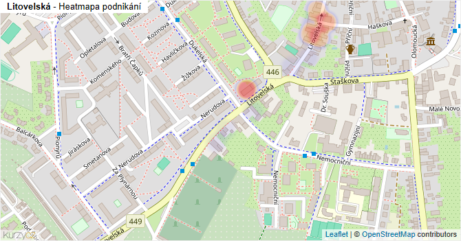 Litovelská - mapa podnikání