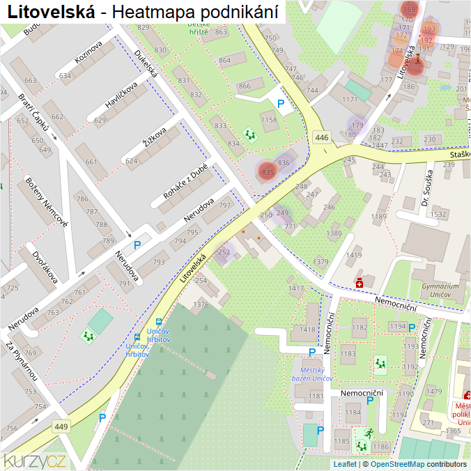 Mapa Litovelská - Firmy v ulici.