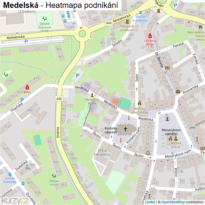 Mapa Medelská - Firmy v ulici.