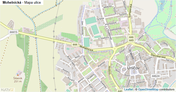 Mohelnická - mapa ulice
