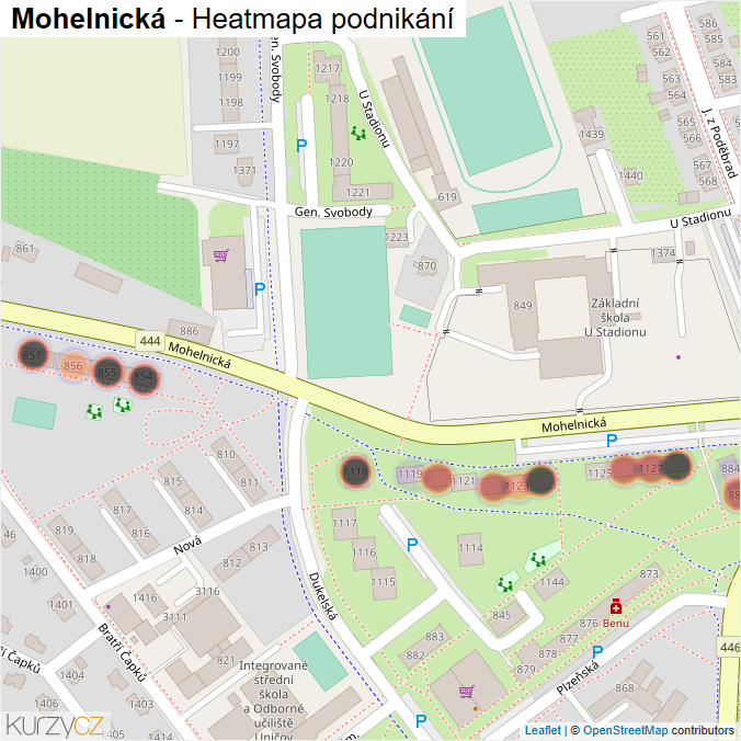 Mapa Mohelnická - Firmy v ulici.