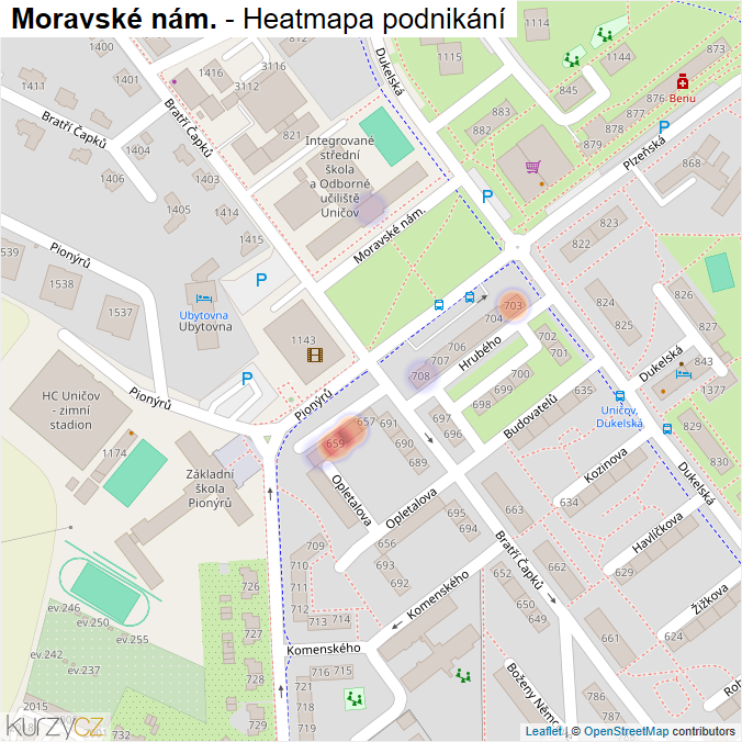 Mapa Moravské nám. - Firmy v ulici.