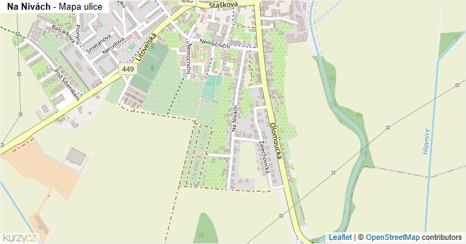 Na Nivách - mapa ulice