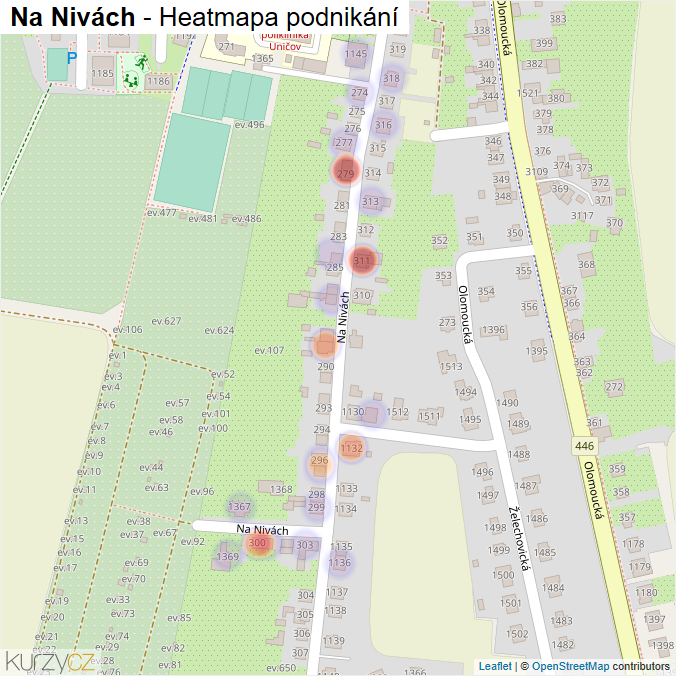 Mapa Na Nivách - Firmy v ulici.