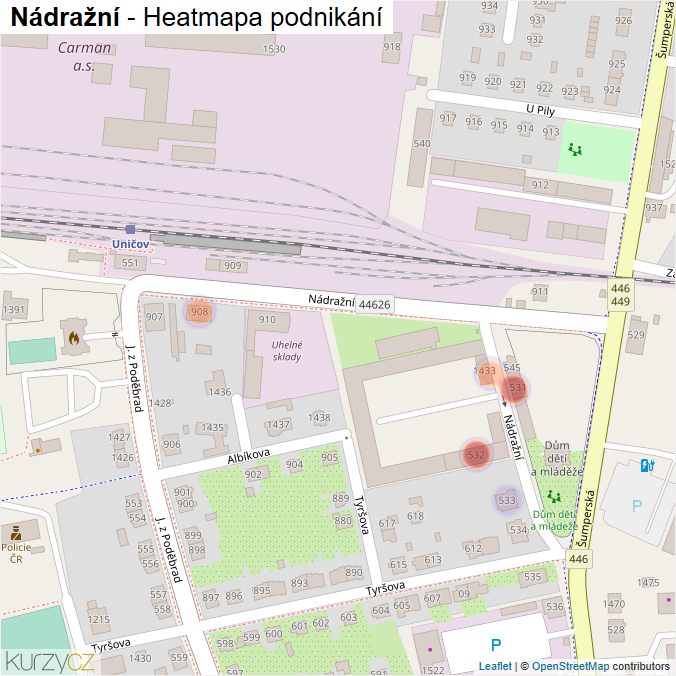 Mapa Nádražní - Firmy v ulici.