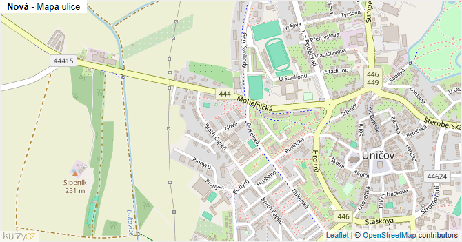 Nová - mapa ulice