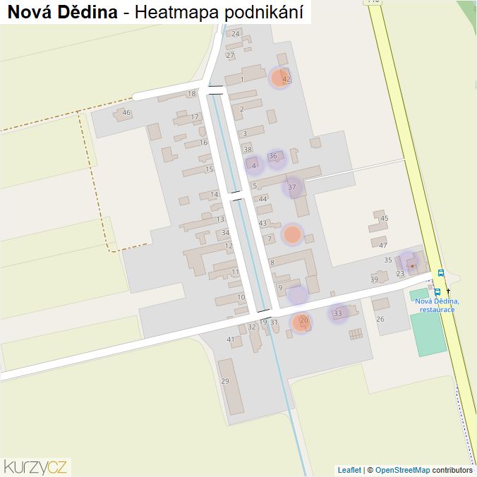 Mapa Nová Dědina - Firmy v části obce.