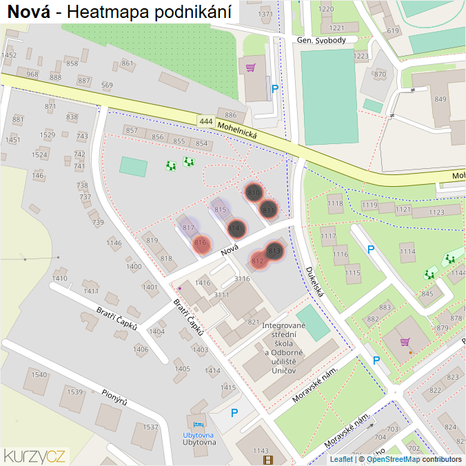Mapa Nová - Firmy v ulici.