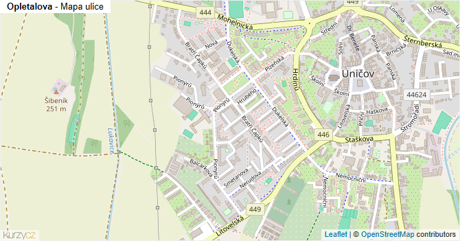 Opletalova - mapa ulice