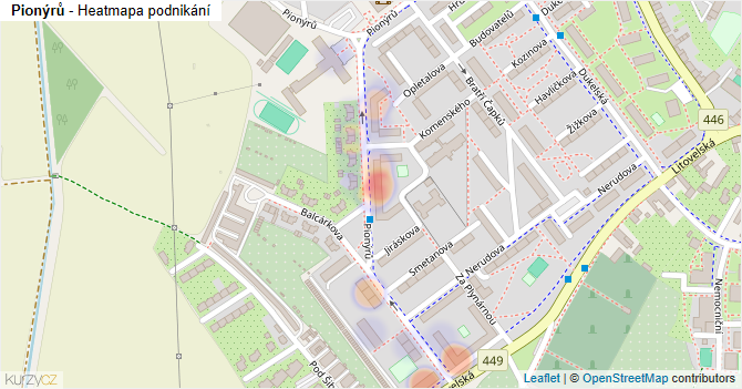 Pionýrů - mapa podnikání