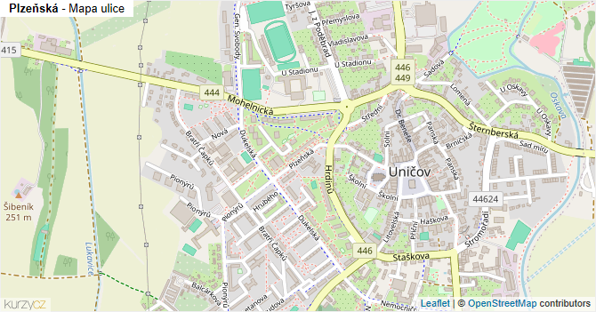 Plzeňská - mapa ulice