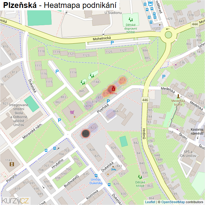 Mapa Plzeňská - Firmy v ulici.