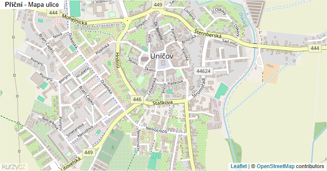 Příční - mapa ulice