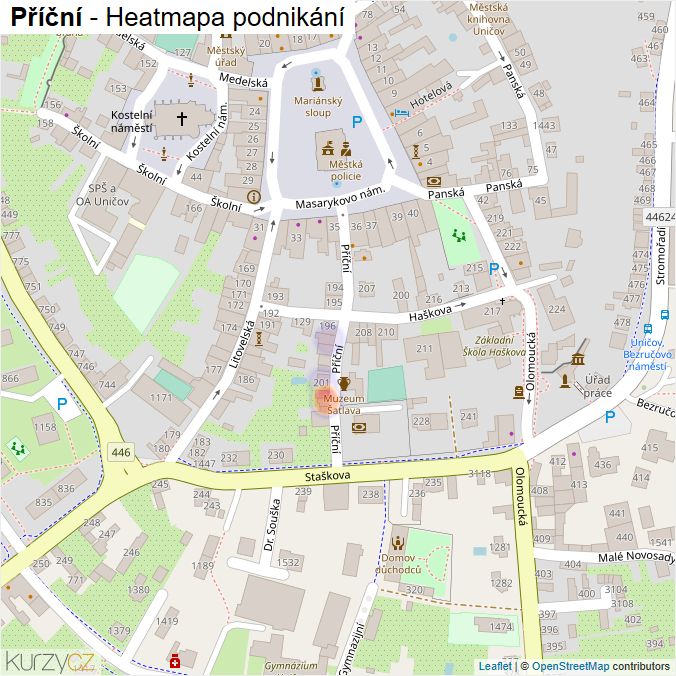 Mapa Příční - Firmy v ulici.
