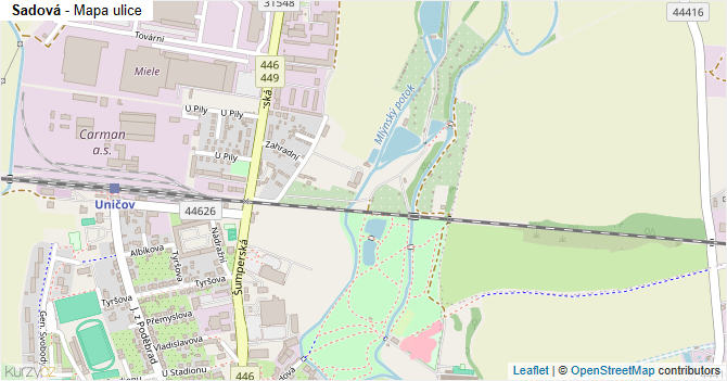 Sadová - mapa ulice