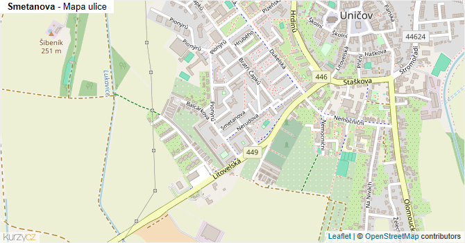 Smetanova - mapa ulice