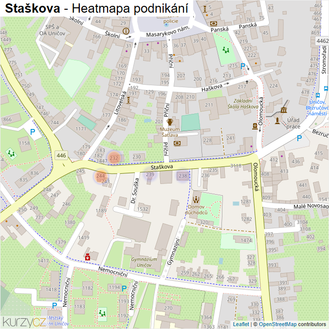 Mapa Staškova - Firmy v ulici.