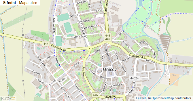 Střední - mapa ulice