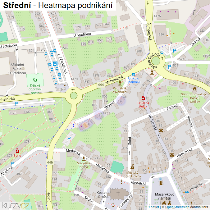 Mapa Střední - Firmy v ulici.