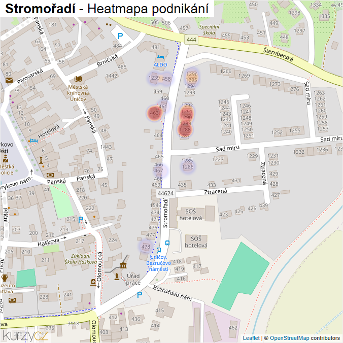 Mapa Stromořadí - Firmy v ulici.