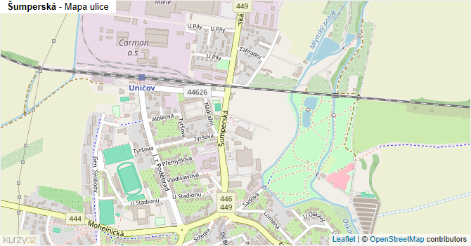 Šumperská - mapa ulice