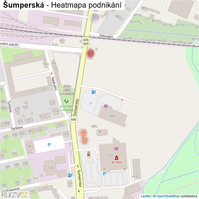 Mapa Šumperská - Firmy v ulici.