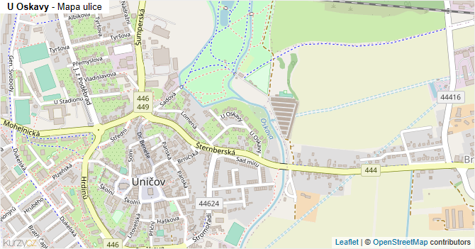 U Oskavy - mapa ulice