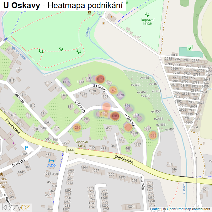 Mapa U Oskavy - Firmy v ulici.