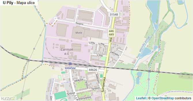 U Pily - mapa ulice