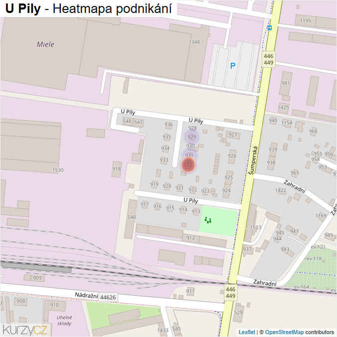 Mapa U Pily - Firmy v ulici.