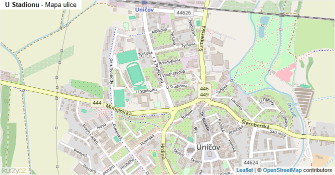 U Stadionu - mapa ulice