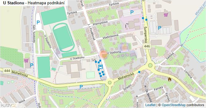 U Stadionu - mapa podnikání