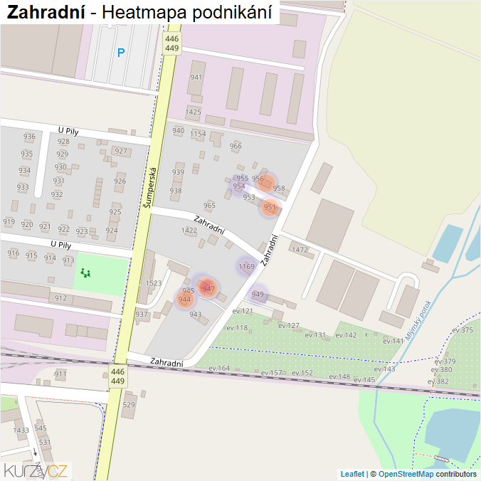 Mapa Zahradní - Firmy v ulici.