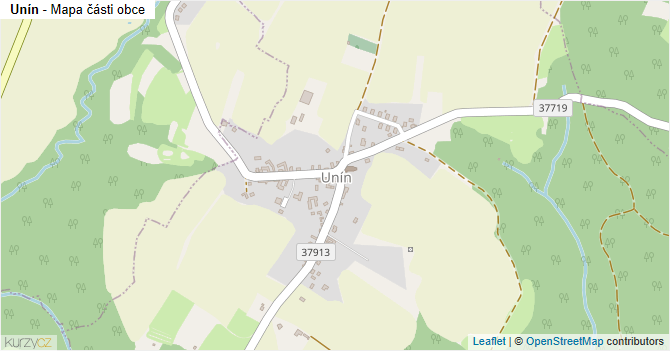Unín - mapa části obce