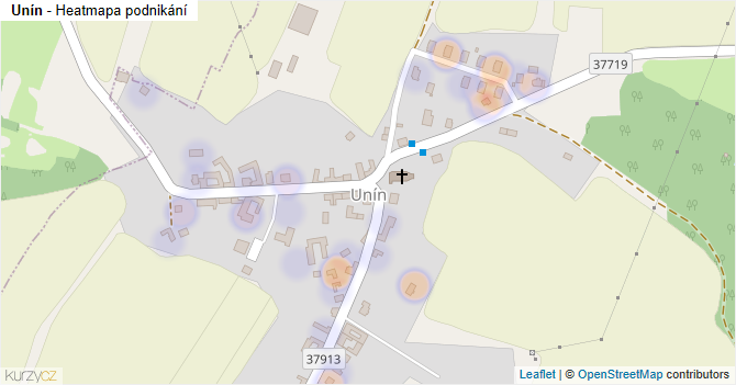 Unín - mapa podnikání