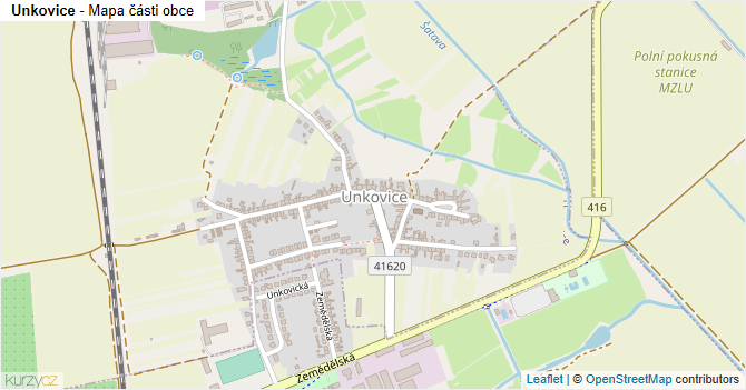 Unkovice - mapa části obce