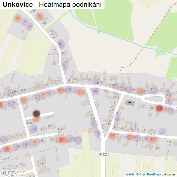 Mapa Unkovice - Firmy v části obce.