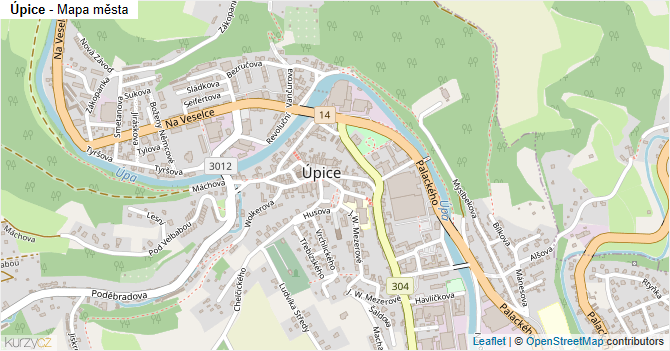 Úpice - mapa města