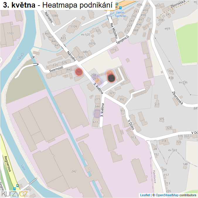 Mapa 3. května - Firmy v ulici.