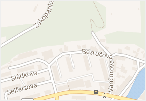 Bezručova v obci Úpice - mapa ulice