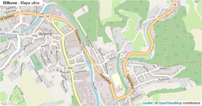 Bílkova - mapa ulice