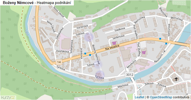 Boženy Němcové - mapa podnikání