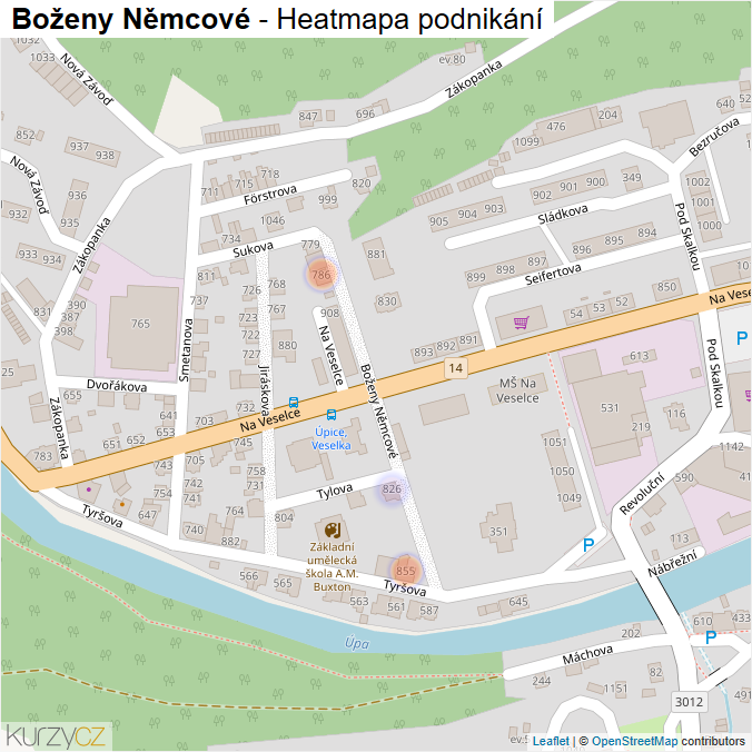 Mapa Boženy Němcové - Firmy v ulici.