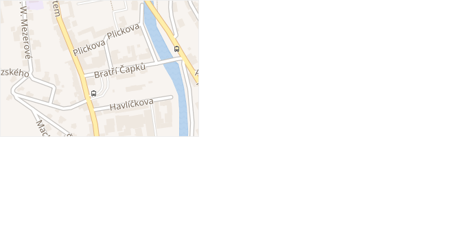 Bratří Čapků v obci Úpice - mapa ulice