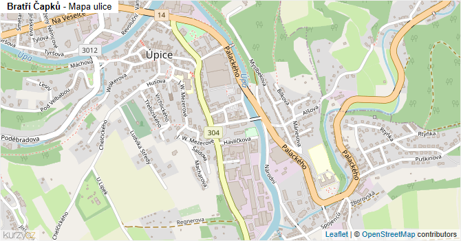 Bratří Čapků - mapa ulice