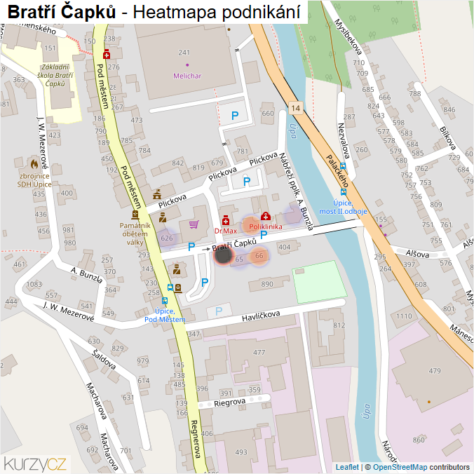 Mapa Bratří Čapků - Firmy v ulici.